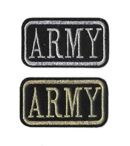 Army Badge Iron on Embroidered Patch Fabric Badge Gold Silver 5cm x 8cm - Picture 1 of 3