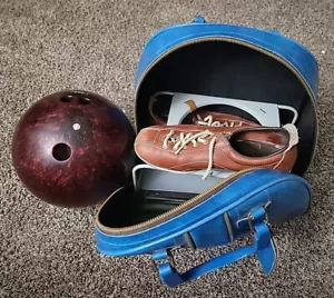 70s Vintage Lot BONANZA 300 WhiteDot 12LBS BowlingBall W/ Bag & Dexter Shoes Set - Picture 1 of 6