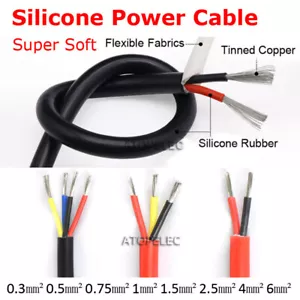 Heat Resistant 2/3/4-Core Silicone Power Cable Super Soft Tinned OFC Copper Wire - Picture 1 of 10