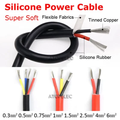 Heat Resistant 2/3/4-Core Silicone Power Cable Super Soft Tinned OFC Copper Wire - Image 1 of 4