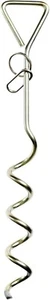 16" Chrome Heavy Duty Dog Tie Out Stake Spiral Metal Screw Yard Ground Spike - Picture 1 of 5