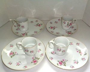 Vintage Royal Geoffrey Hostess Snack Set Mittagessen Teller Rosa Rose Porzellan Set 4 - Bild 1 von 9