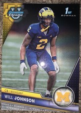 2023 Bowman Chrome University Will Johnson 1st First 157 Michigan Wolverines