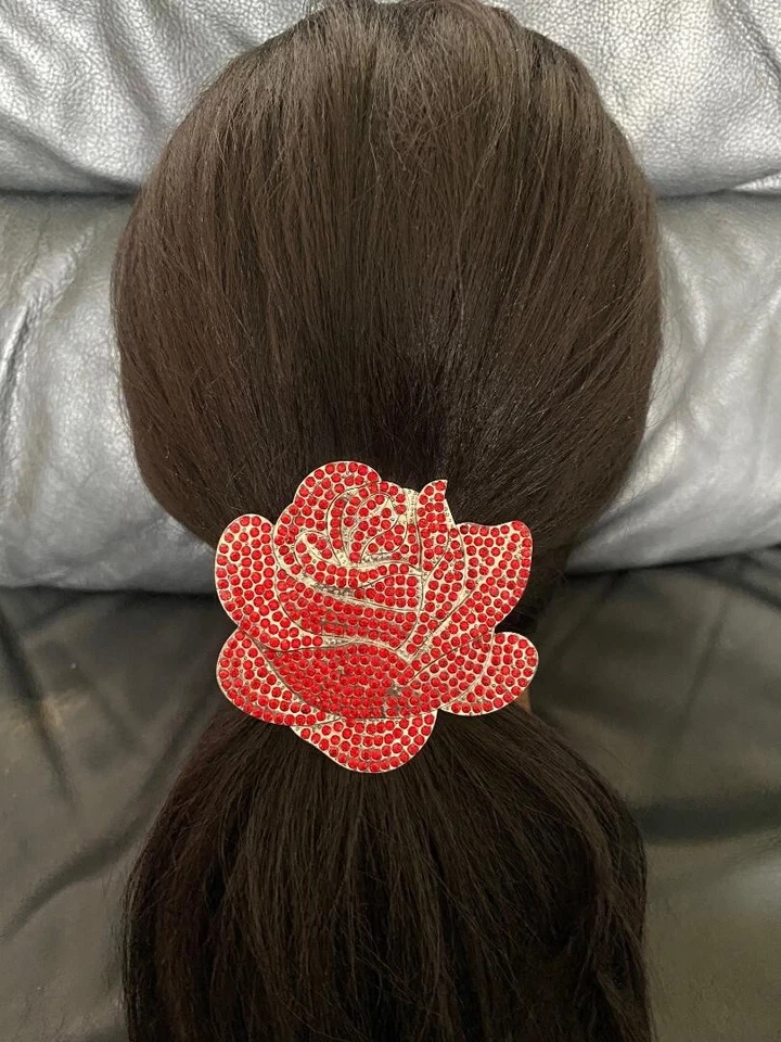 ¡Nuevo! ¡Corbata de pelo rosa roja ornamentada de 3 pulgadas de ancho! Foto 1 de 1