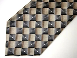 Arrow Herren Krawatte Krawatte Beige Grau Geometrisch Seide 59" Karriere - Bild 1 von 4