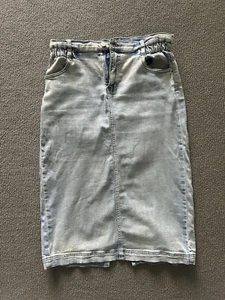Seed 12 Light Blue Denim Midi Skirt Good Condition Front Split Pockets Buttoned - Picture 1 of 5