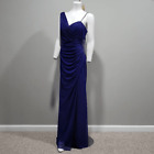 Cache NEW Maxi Dress Gown Size 10 Blue Ruching Rhinestone Draped High Split Glam