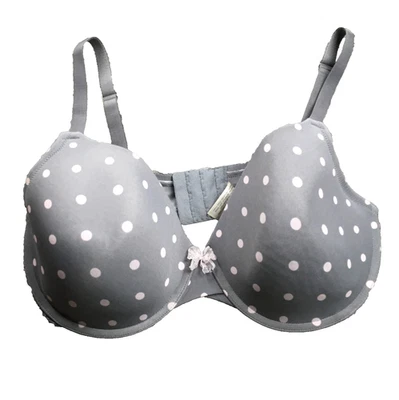 Sutiã Cabernet Feminino Underwired Push-Up Tamanho 38DD Cinza Bolinhas Ajustável - Imagem 1 de 4