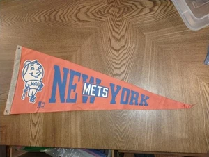 Striscione New York Mets 1969 vintage arancione blu e bianco pennant - Foto 1 di 4