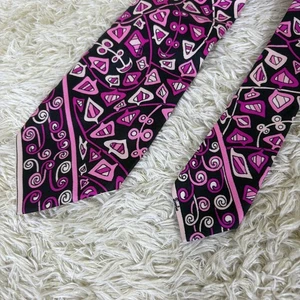 Emilio Pucci Tie Vintage Silk Pink Black Geometric Italy - Picture 1 of 16