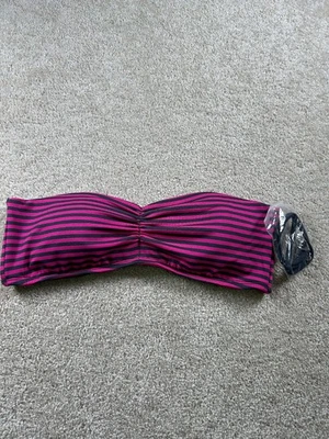Traje de baño para mujer Mossimo Bandeau Top rosa negro a rayas M nailon Foto 1 de 4