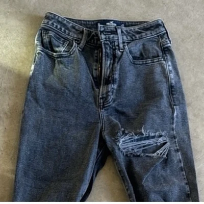 Hollister ультра высокий подъем жизненно прямой черный/серый искусственно состаренные джинсы (25) (1R) - Изображение 1 из 4