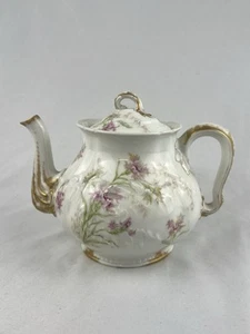 Theodore Haviland Limoges France Handpainted Porcelain Pink Floral Gold Teapot - Picture 1 of 10