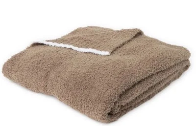 Barefoot Dreams CozyChic Rib Trim Throw marrón tejido elástico sólido 45" x 60" Foto 1 de 4