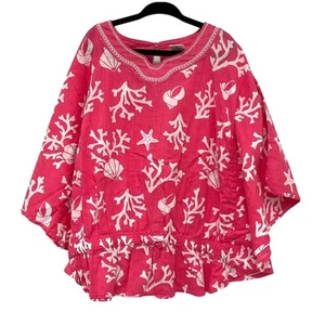 Gymboree Girls Pink White Coral Starfish Print Elastic Waist Top 7 - Picture 1 of 3