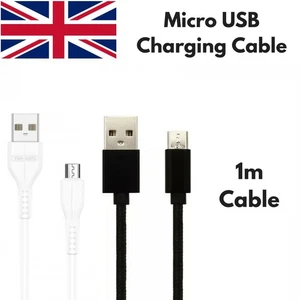1m Micro USB Charger Cable Black & White Fast Charging Data Sync Lead For Phones - Picture 1 of 11