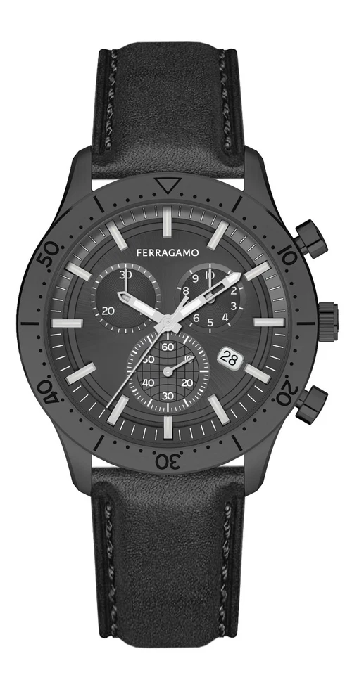 Ferragamo Gent Chrono Chronograph Quartz Black Dial Watch SFU400223