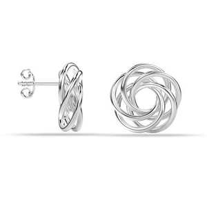 Valentines Day Gifts 925 Sterling Silver Love Knot Stud Earrings for Women 15 MM - Picture 1 of 6
