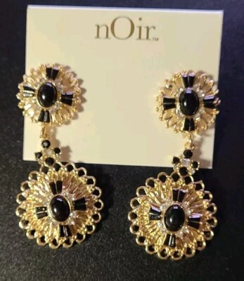 Pendientes colgantes de oro, negro, estrás Noir  Foto 1 de 3