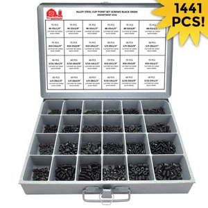 Alloy Steel Cup Point Allen Socket Set Screw Assortment Kit Black Ox - 1441 Pcs! - Picture 1 of 2