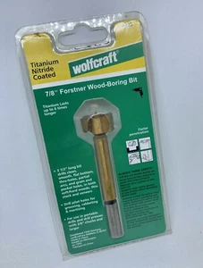 Wolfcraft 7/8" Forstner Wood-Boring Bit 3325 Titanium Nitride Coated 3 1/2" long - Picture 1 of 2