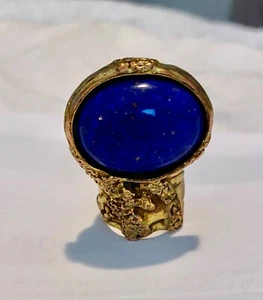 Yves Saint Laurent Arty Ring : Gold & Blue Crystal - Size 6 - Picture 1 of 6