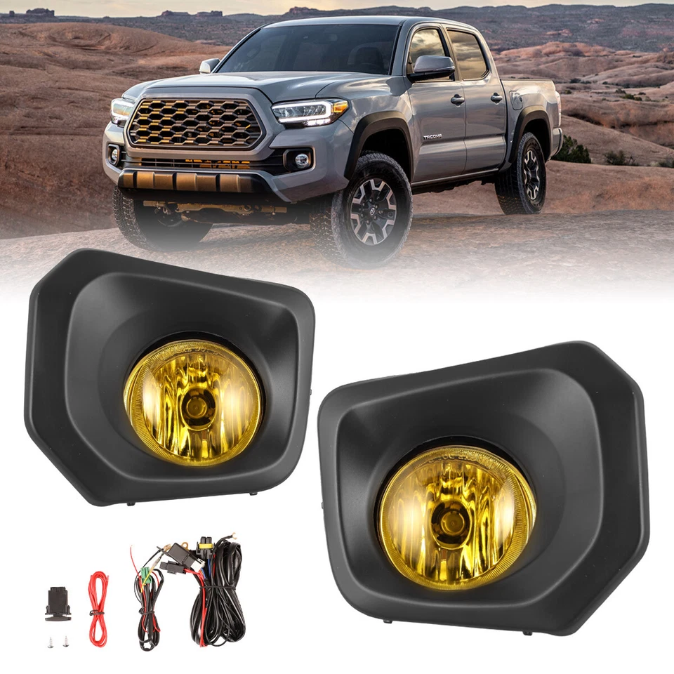 Yellow Lens fit 2016-2022 Toyota Tacoma SR SR5 Fog Lights H11 Lamps Wiring Kits — 第 1/4 张图片