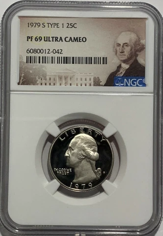 1979 TYPE 1 GEM PROOF WASHINGTON QUARTER 25C PF69 UC PORTRAIT LABEL LOWPOP Cover