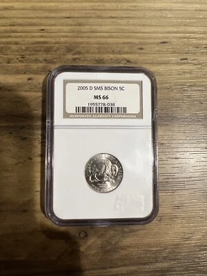 2005 D Jefferson Nickel SMS Bison 5c NGC MS66-(5c) - Image 1 of 2
