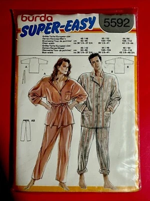 VINTAGE UNCUT BURDA PATTERN 5592 MEN’S & WOMAN’S PAJAMAS MULTI-SIZE - Image 1 of 2
