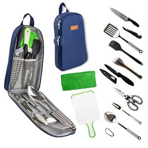 Camp Cooking Utensil Set & Outdoor Kitchen Gear Cookware Kit Portable Compact Ca - Picture 1 of 6