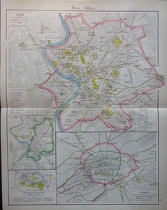 Imperial & Republican Periods Rome Athens Acropolis Putzger's German Atlas 1903  - Picture 1 of 8