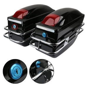 Pair Saddlebags Luggage Motorcycle Hard Case Black Universal for Harley-Davidson - Picture 1 of 8