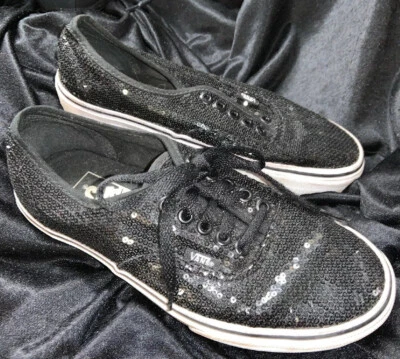 VANS Off The Wall Negro Lentejuelas Zapatos de Monopatín Tenis Mujer’s Talla 8 Foto 1 de 4