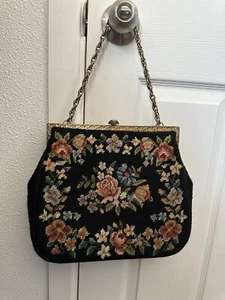 Large Vintage Floral Needlepoint Handbag - Picture 1 of 10