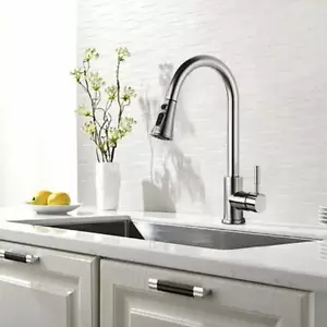 Eingriffiger Küchenspülenwasserhahn mit Deckteller gebürstetes Nickel - Bild 1 von 7