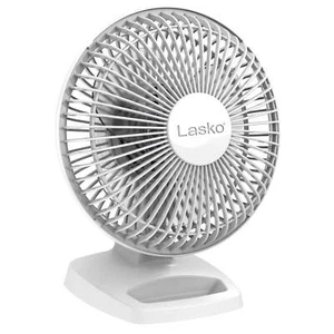 Lasko 6" Personal 2-Speed Table Fan with Storage Tray, 9" H, White, 2002W, New - Picture 1 of 9