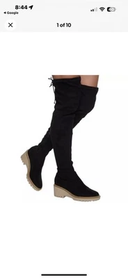 NUEVAS Botas Nicole Miller Bass Sobre la Rodilla Imitación Gamuza Elásticas Sólidas Negras Talla 9 Foto 1 de 4