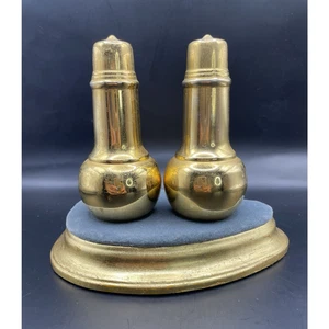 Vintage Brass Salt Pepper Shakers Shiny Gold 4" Vintage MCM Regency - Picture 1 of 6