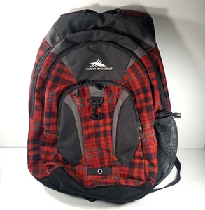 High Sierra Gray Red Plaid Padded Tech Spot Suspension Strap System Backpack - Picture 1 of 7