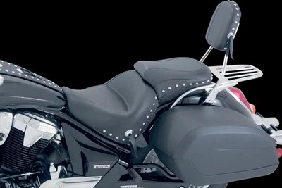 Mustang preto cravejado 2 para cima de largura touring 1 peça assento com Conchos Stateline 1300 10-16 - Imagem 1 de 4