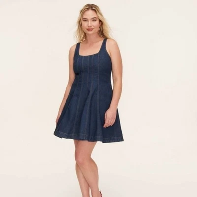Mini Vestido Kate Spade X Target Azul Oscuro Para Mujer Denim Cosido Sin Mangas Talla 00 Foto 1 de 4