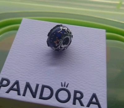 Pandora 790015C00 Charm Damen Galaxis Blau & Stern Murano-Glas Sterling-Silber - Bild 1 von 4