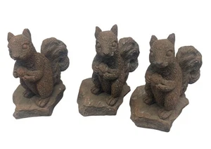 set of 3 squirrel figurine stone look garden decor shelf brown 2.5" READ - Picture 1 of 9