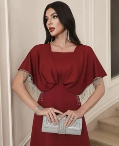 Damen Elegantes Party Kleid Orientalisch Hochzeit Bordeaux Rot Gr. 40/42 L XL - Bild 1 von 4
