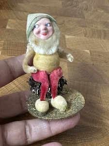 Vintage Christmas Chenille mica Japan Pinecone Elf Gnome Figure - Picture 1 of 14