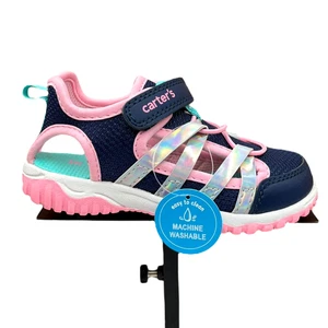 Carter's Toddler Girls Slip-on Sport Sandals Size 10 Navy Blue Pink Closed Toe - Picture 1 of 13