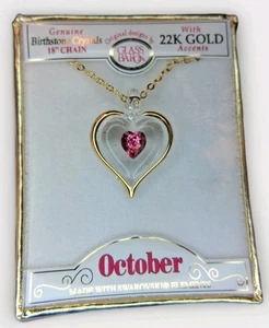 Designer Schmuck von Glasbaron 22k Goldrand Swarovski Geburtsstein Herz Anhänger  - Bild 1 von 6