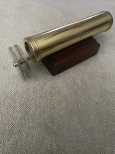 Vintage Brass 2 Wheel Kaleidoscope 9" with Wood Base See Details - Picture 1 of 6