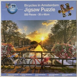 Puzzle World 500 Piece Jigsaw Puzzle Bicycles In Amsterdam New Sealed - Picture 1 of 11